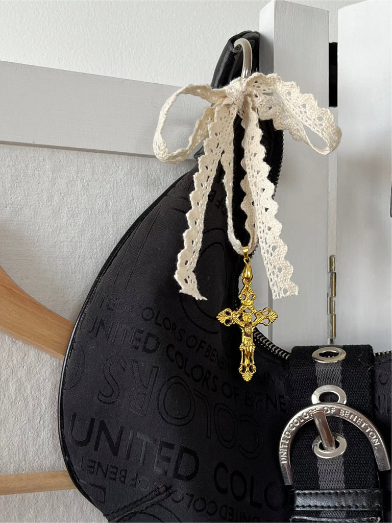 'Gold Cross' Mini Bag Charm - Ani Vintage - Dublin Ireland