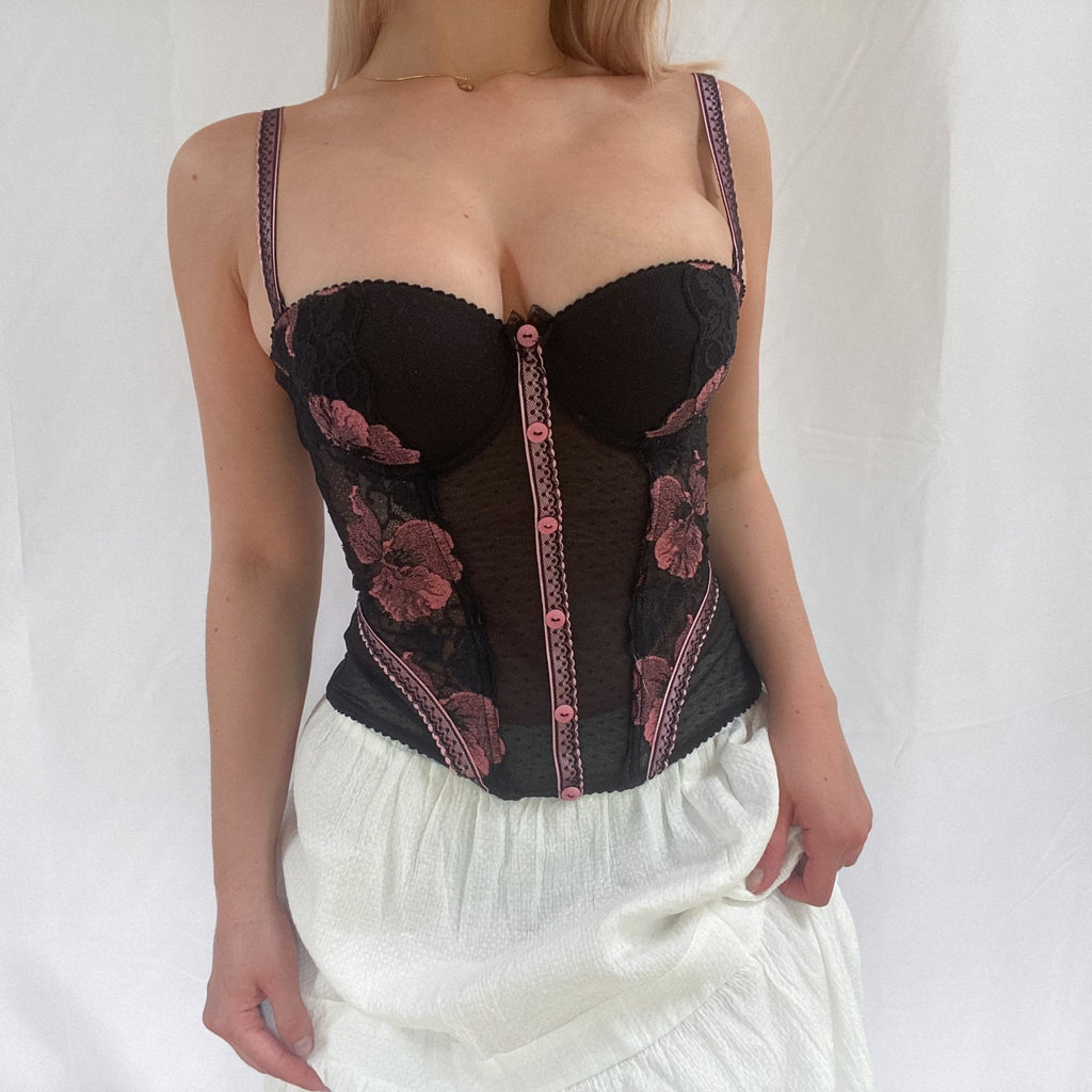 Pink and Black Aubade Bustier - Ani Vintage - Dublin Ireland