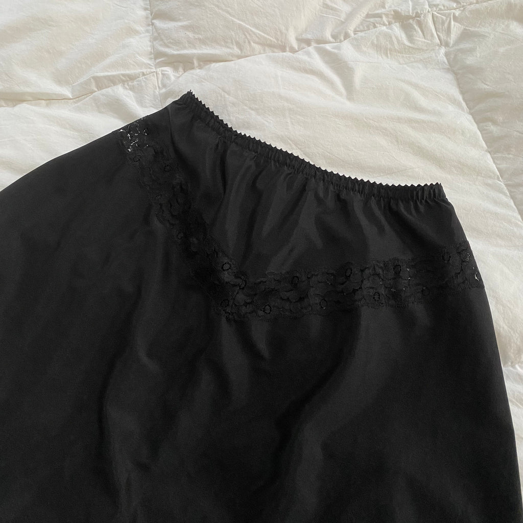 Black Midi Slip Skirt - Ani Vintage - Dublin Ireland