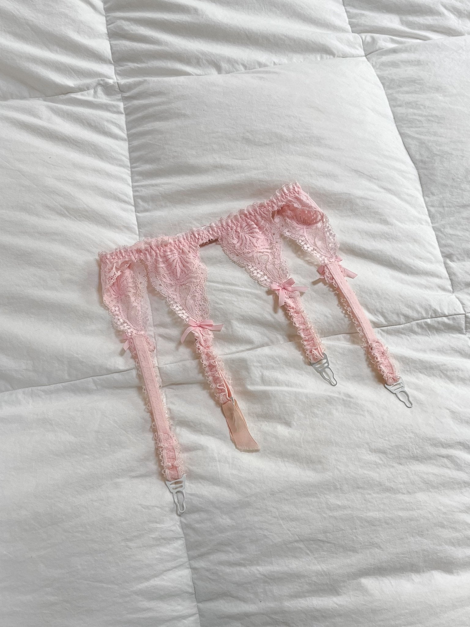 Baby Pink Lace Garter Belt