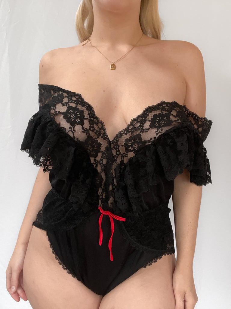 Black and red lace bodysuit - Ani Vintage - Dublin Ireland