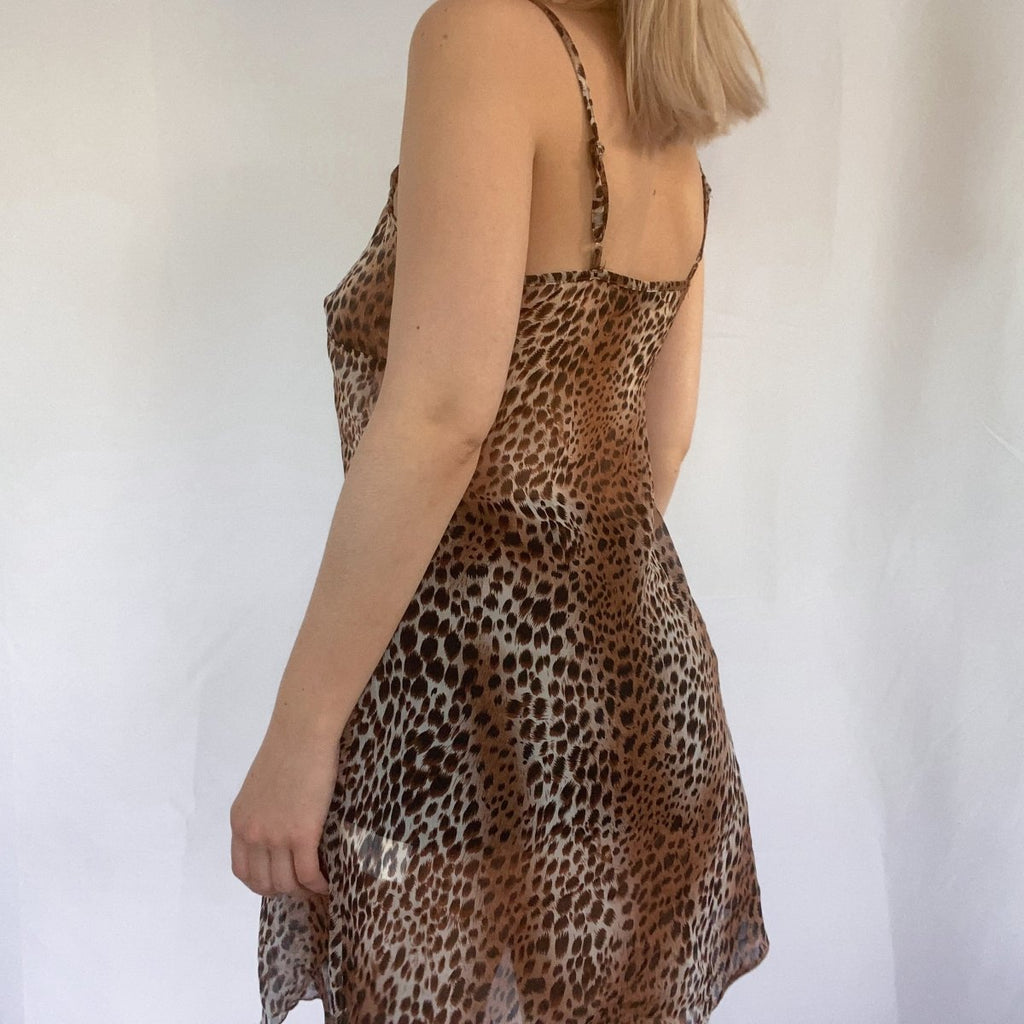 Chiffon Leopard Print Slip Dress - Ani Vintage - Dublin Ireland