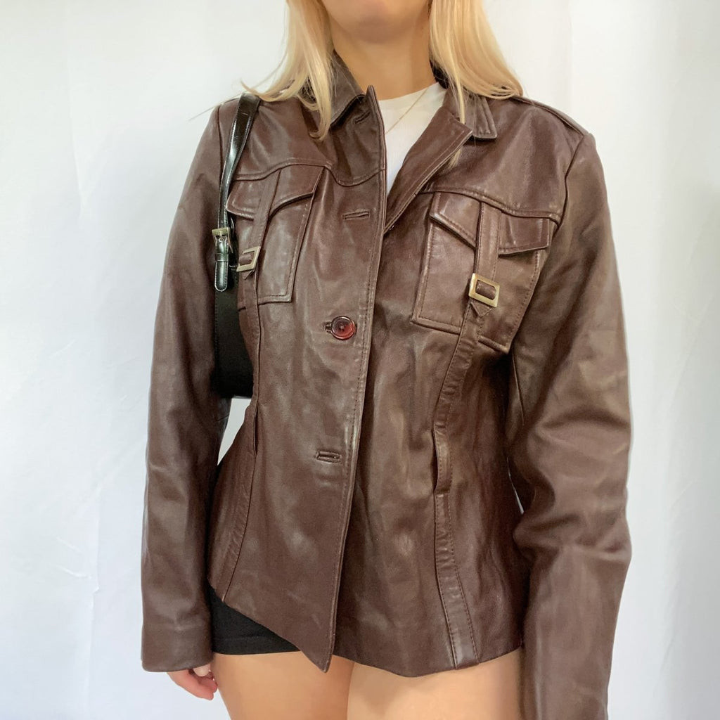 Chocolate Brown Leather Jacket - Ani Vintage - Dublin Ireland