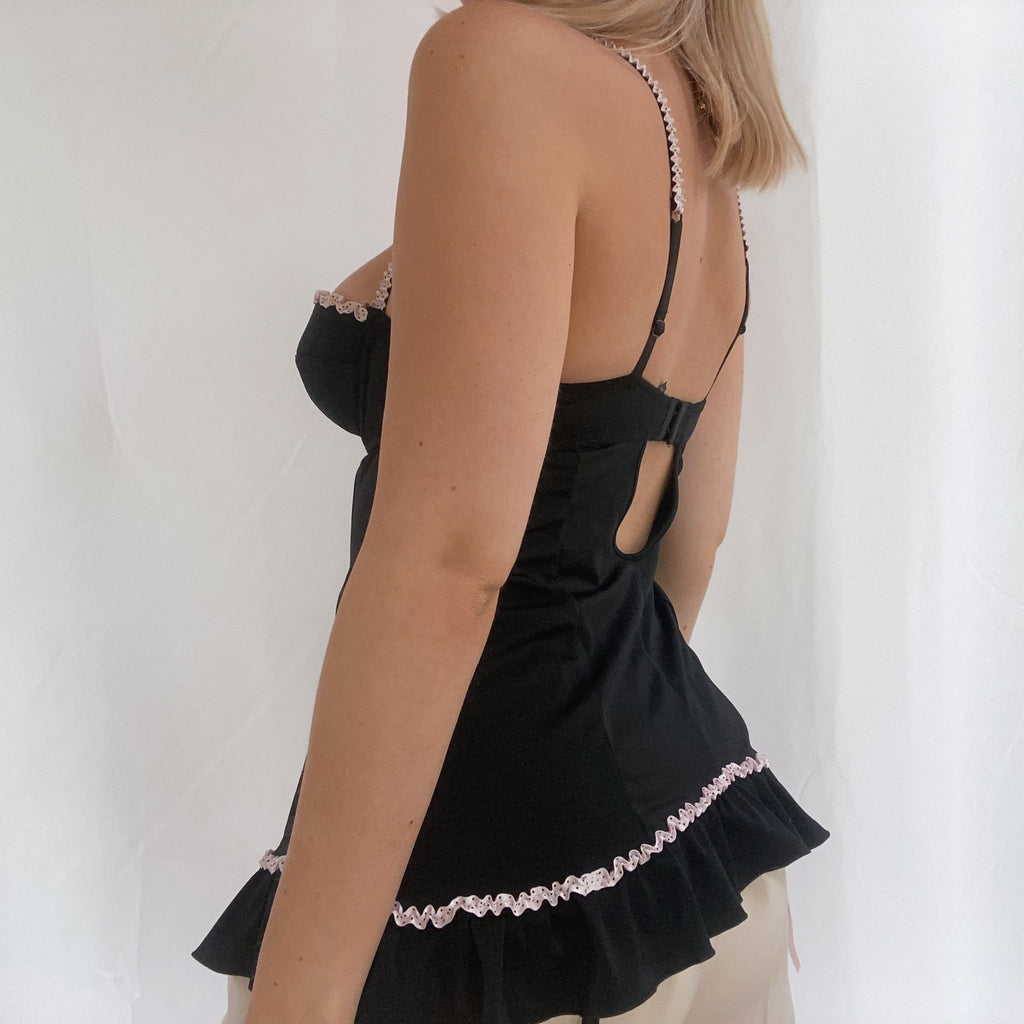 Cutesy Black and Pink Bustier - Ani Vintage - Dublin Ireland