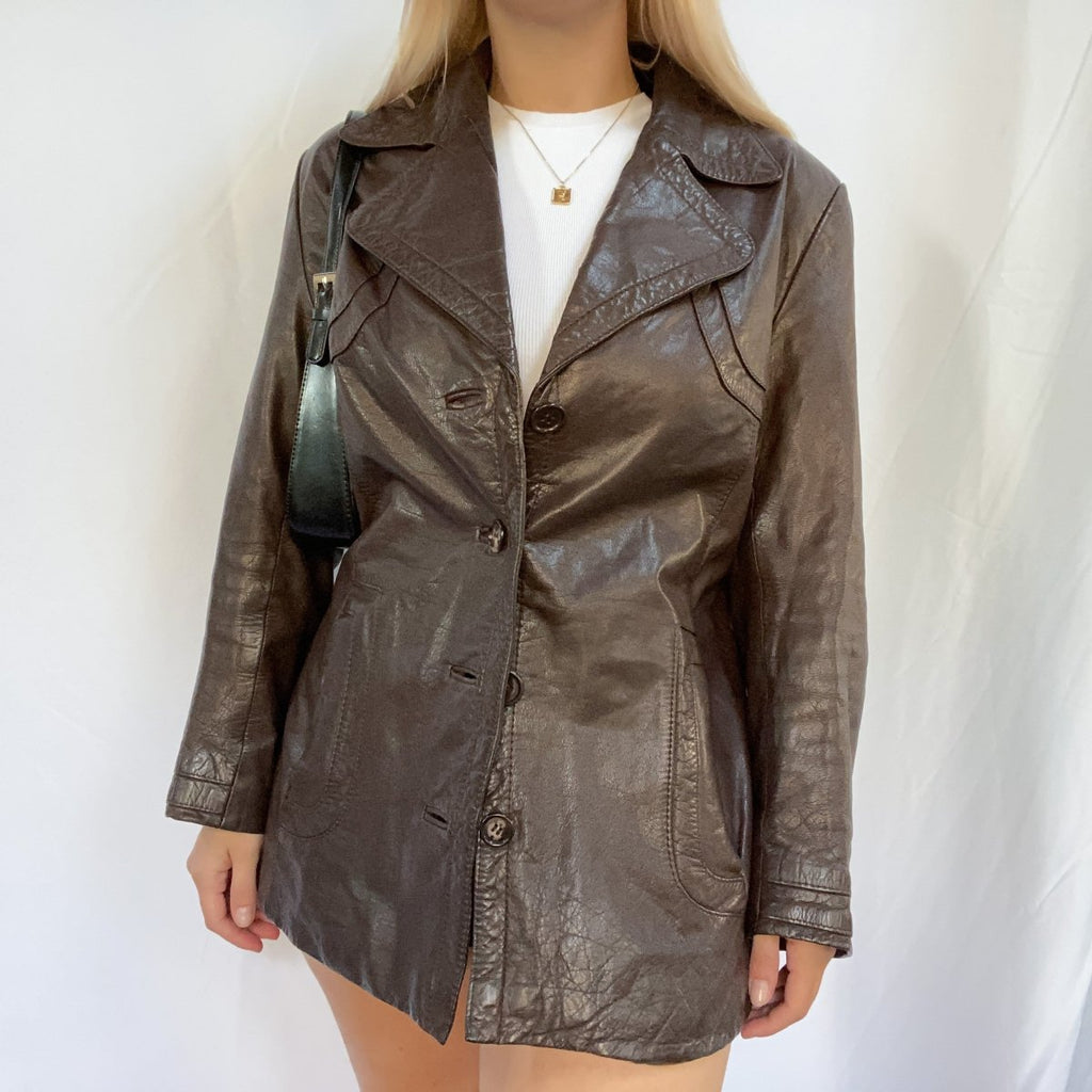 Dark Brown Prestige Leather jacket - Ani Vintage - Dublin Ireland