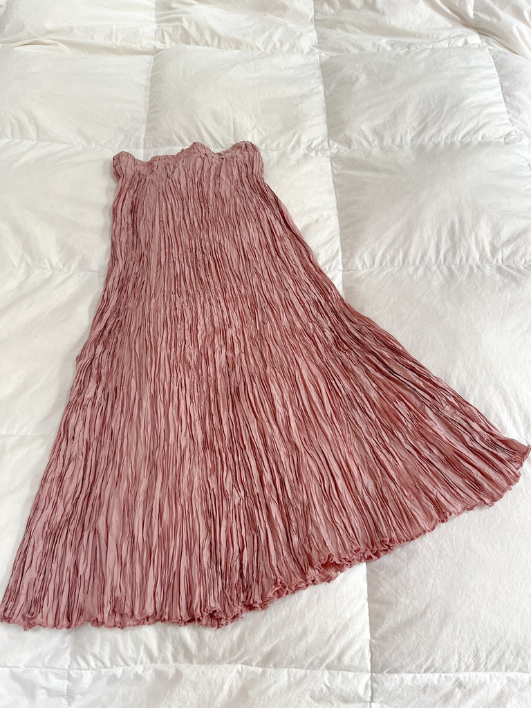 Pleated Pink Silk Skirt - Ani Vintage - Dublin Ireland