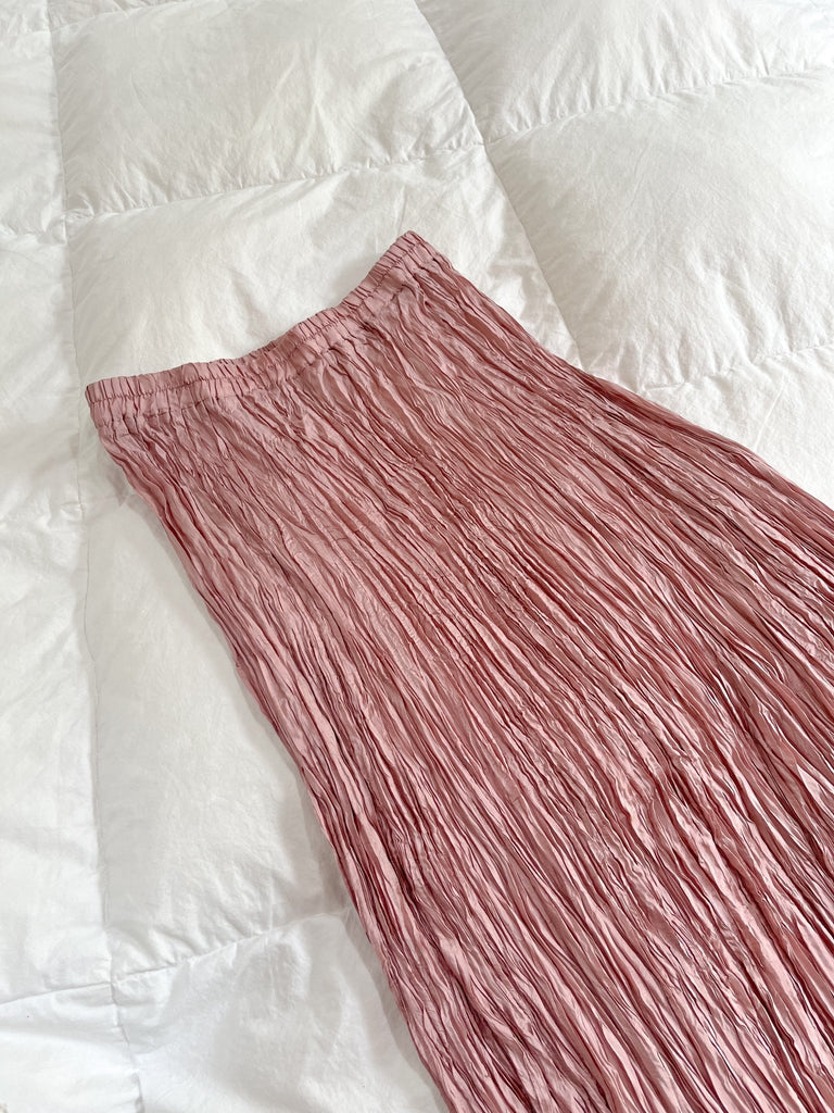 Pleated Pink Silk Skirt - Ani Vintage - Dublin Ireland