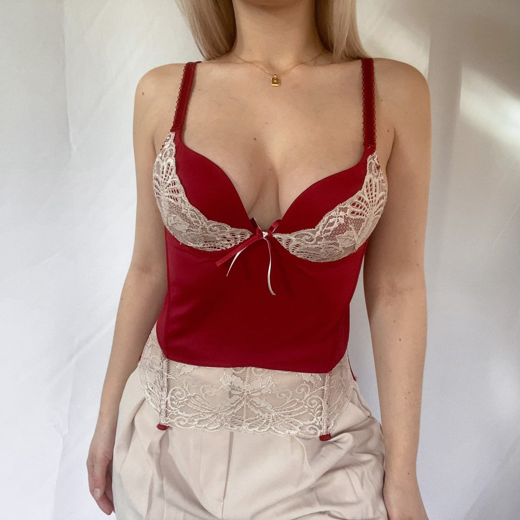 Red Lacy Bustier - Ani Vintage - Dublin Ireland