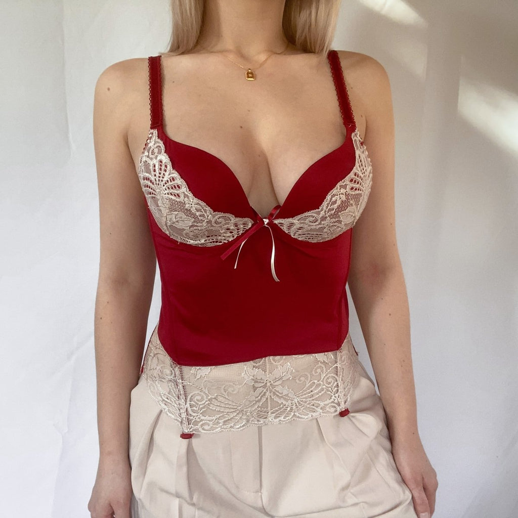 Red Lacy Bustier - Ani Vintage - Dublin Ireland