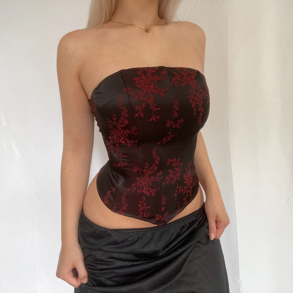 Strapless Black and Red Corset - Ani Vintage - Dublin Ireland